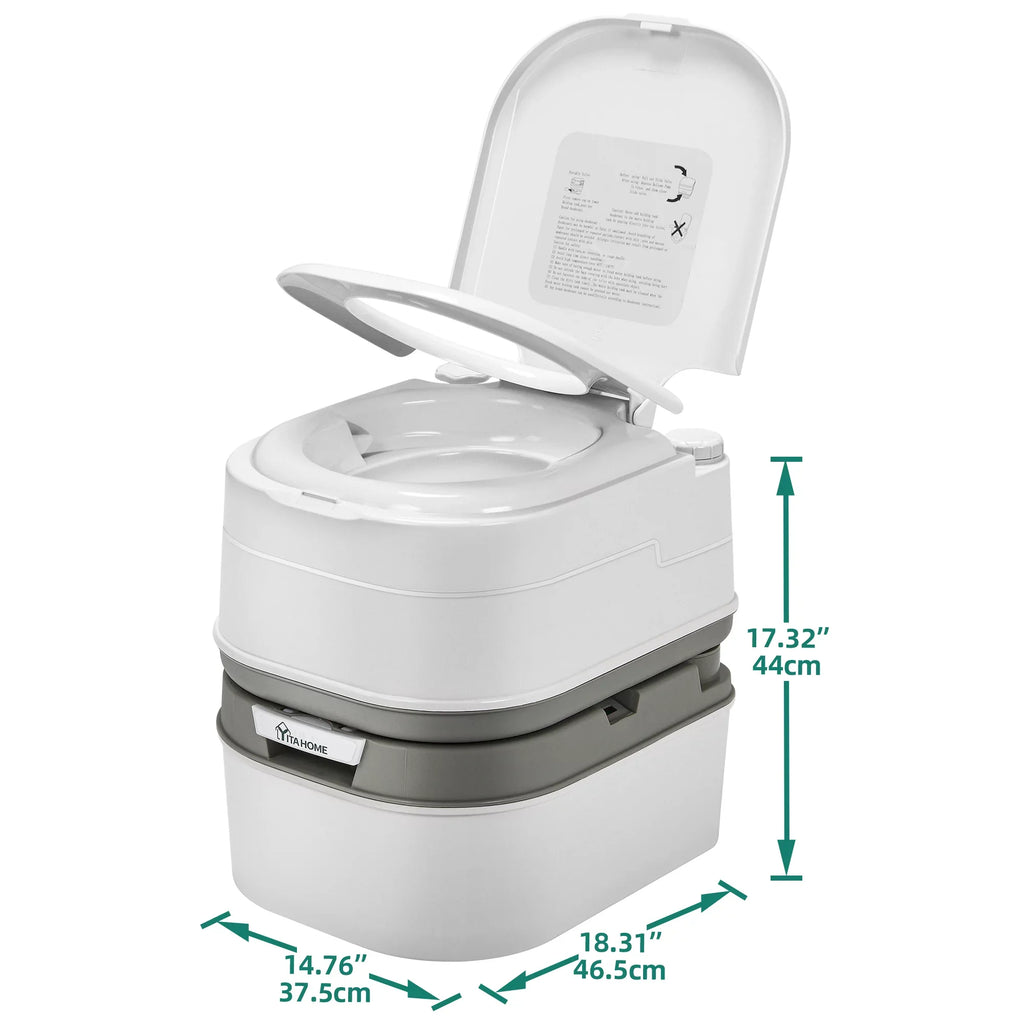 Rotating Porta with Portable Toilet, Outdoor Toilet DWVO Gallon Indicator, Spout Camping RV Potty RV Level , 6.34