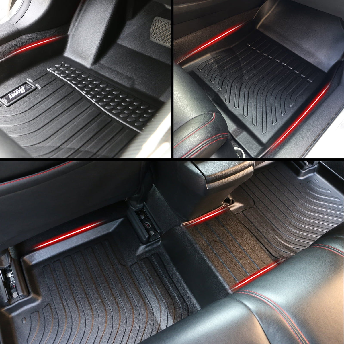 Black Car Liners U11 Cargo Mat Full Anti-Slip with Trunk 2023-2024 All + Ikon Trunk 4PC Weather 3D Motorsports Compatible Interior Floor Waterproof Mats Floor Tray TPE Mats Accessories X1 Set Rear