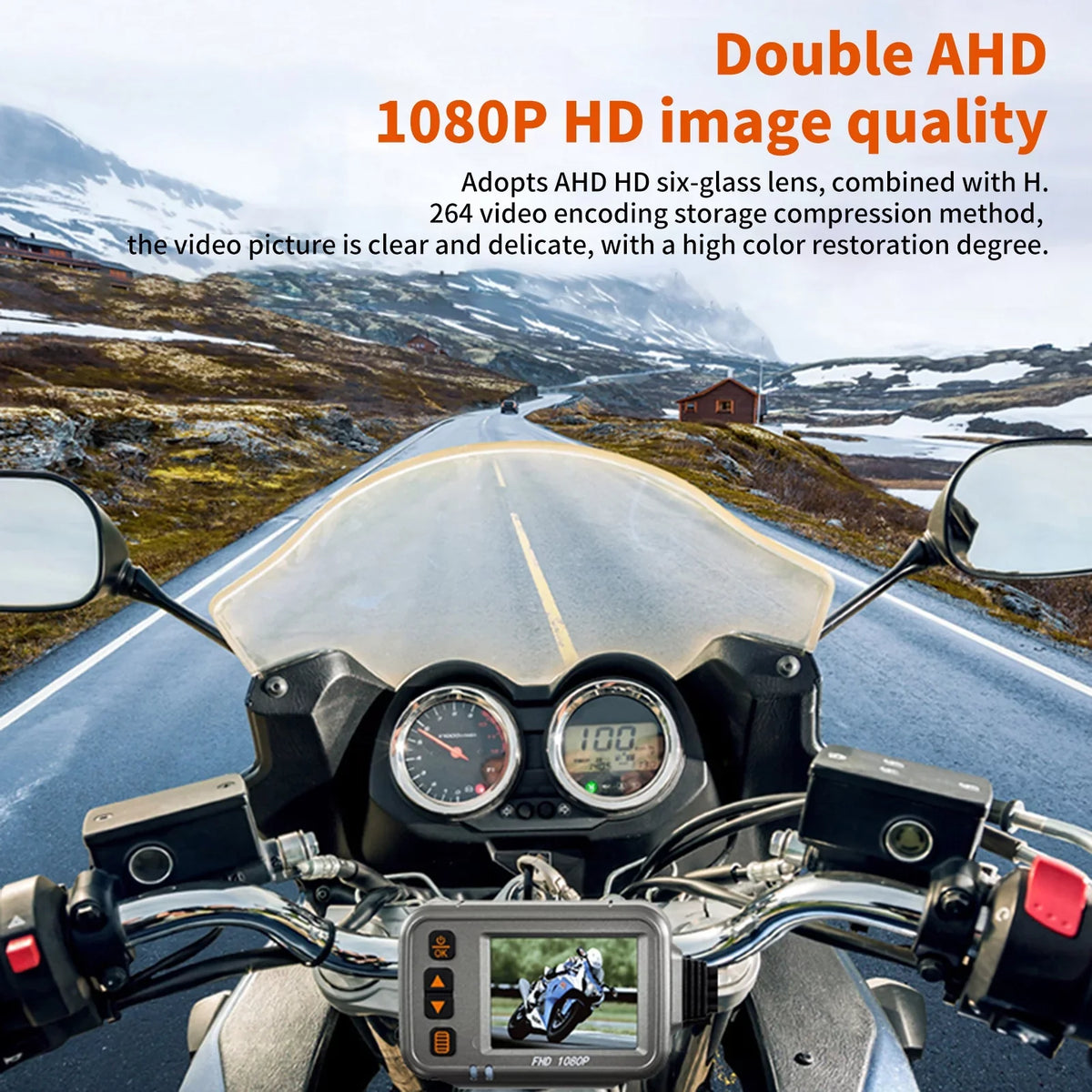 Motorcycle Monitoring, With storage Wide Recording Timed Angle,Parking Motorbike 32G Cam,WiFi Waterproof ,120° Flameout 1080p Full Night card Dual Camera Vision Dash Body After
