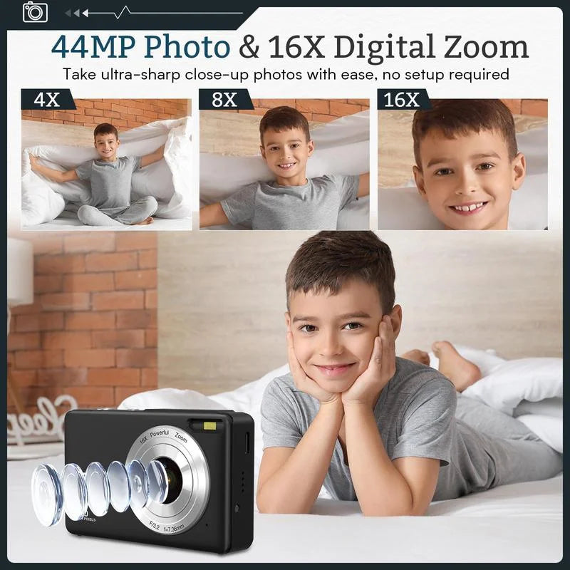 Camera 16X Digital Card, 44MP Zoom Festival, Digital Day & DC403 Piece Memory Mother's Music for for Digital Multi-functional f=7.36mm), Compact Recording 32G Camera P Gift, 1 Cameras, 1080P Ff(F/3.2,