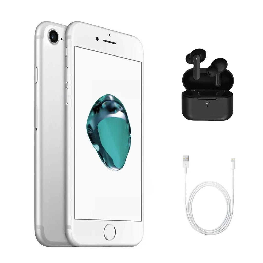 iPhone 7 Wireless Restored Unlocked) (Grade (Fully Silver A+) Earbuds (Refurbished) 32GB A1660 w/