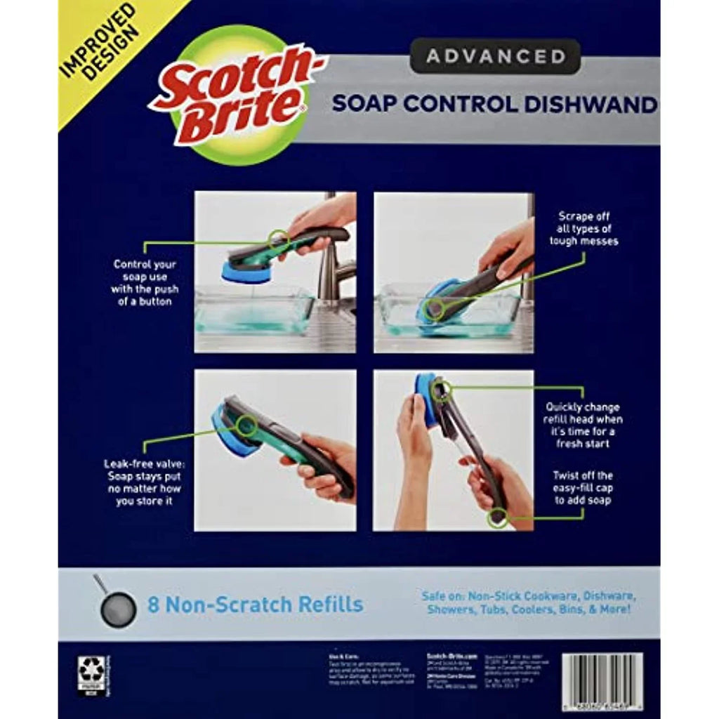 And Soap Dishwand Control 8 Scotch Brite Advanced Refills Non-Scratch Scraper,