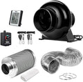 Combo for 8 Controller, Vent 195 Speed 4 Rope noise Grow Monitor, Fan Tent Filter, Humidity Feet Circulation Low CFM 1-Pair and iPower Carbon Inline Ducting, Air Blower, Inch Temperature Ventilation