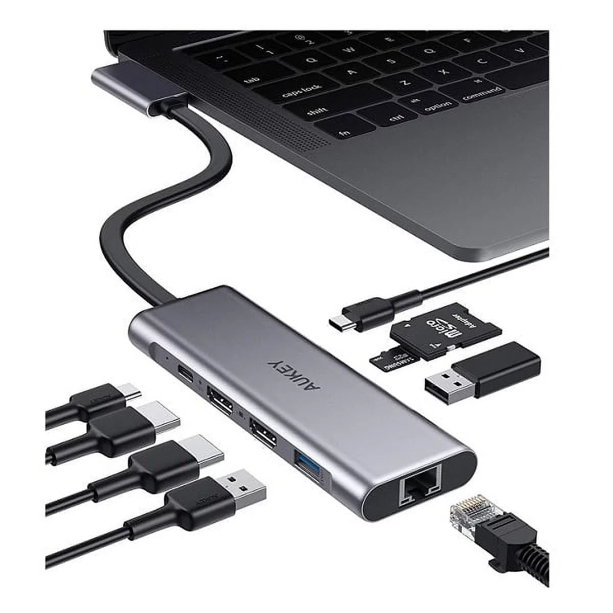 (CB-C81) Display with Hub Dual USB Pro Triple 9-in-2, MacBook 4K AUKEY C