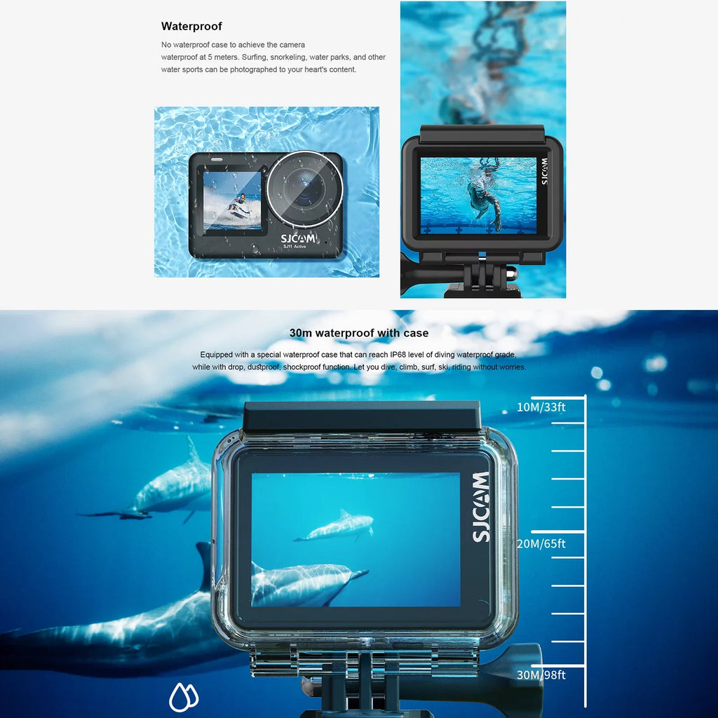 Portable Camera with Camera Yabuy Screen 20MP SJ11Active Waterproof -shaking Case Adapters Camera Live Support Streaming Dual Action Action Waterproof