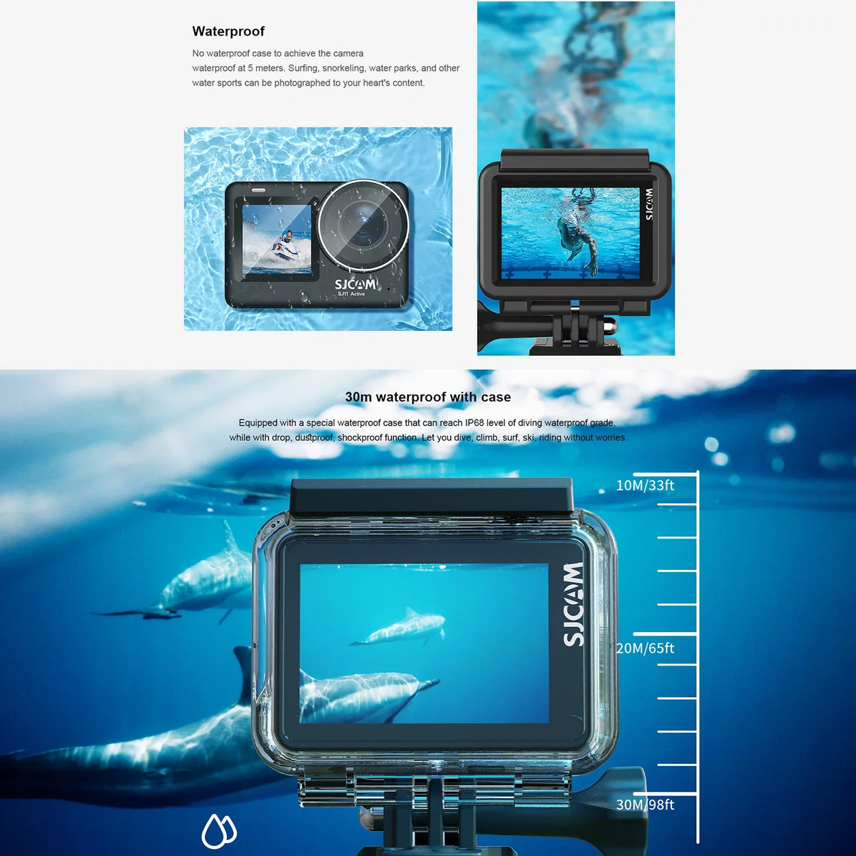 Portable Camera with Camera Yabuy Screen 20MP SJ11Active Waterproof -shaking Case Adapters Camera Live Support Streaming Dual Action Action Waterproof