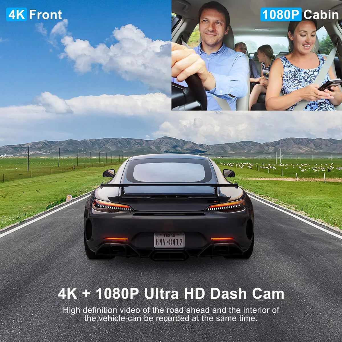 Inside 32GB Angle and With Front With - A8 Recording，WDR Dual Mode，G-Sensor，Loop Abask 1080P 4K Card Night Dashcam 170°/140° - Vision，GPS，Parking cam