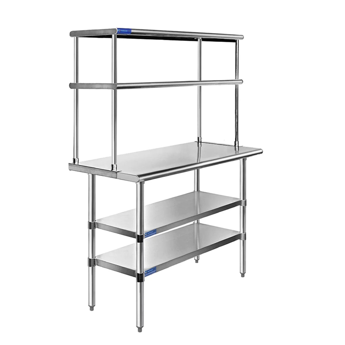 Stainless With 72" Prep Wide Shelves Work Metal Double Tier & Kitchen Steel x 18" Overshelf 12" Two | Table Shelving | Combo Table