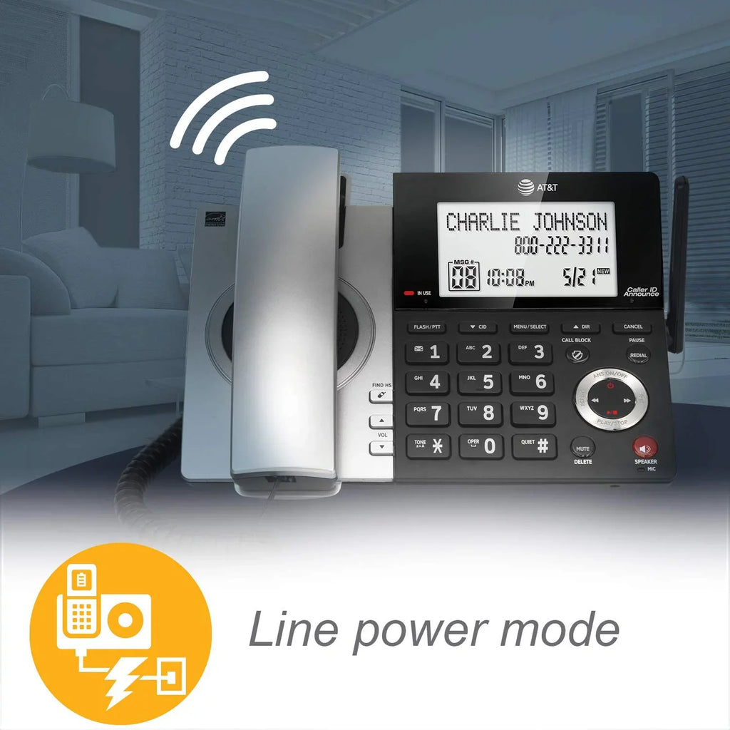 AT&T CL84107 DECT with with Phone 6.0 Blocker, Black/Silver Smart Call Handset Corded/Cordless 1 Expandable