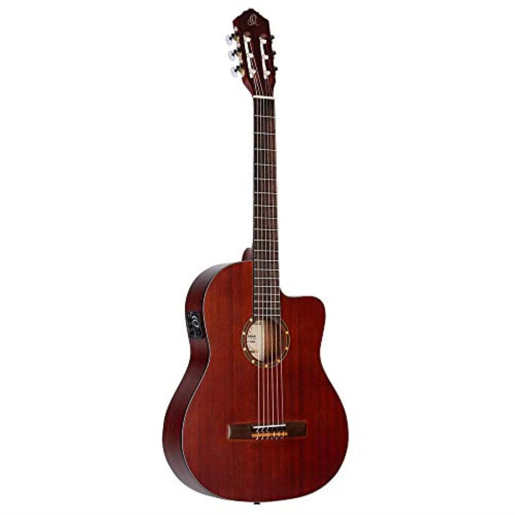 Mahogany Nylon Ortega Family Thinline Acoustic-Electric Guitar RCE125MMSN Series