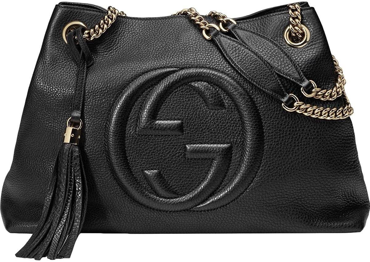 Chain Black Leather Handbag Soho Shoulder