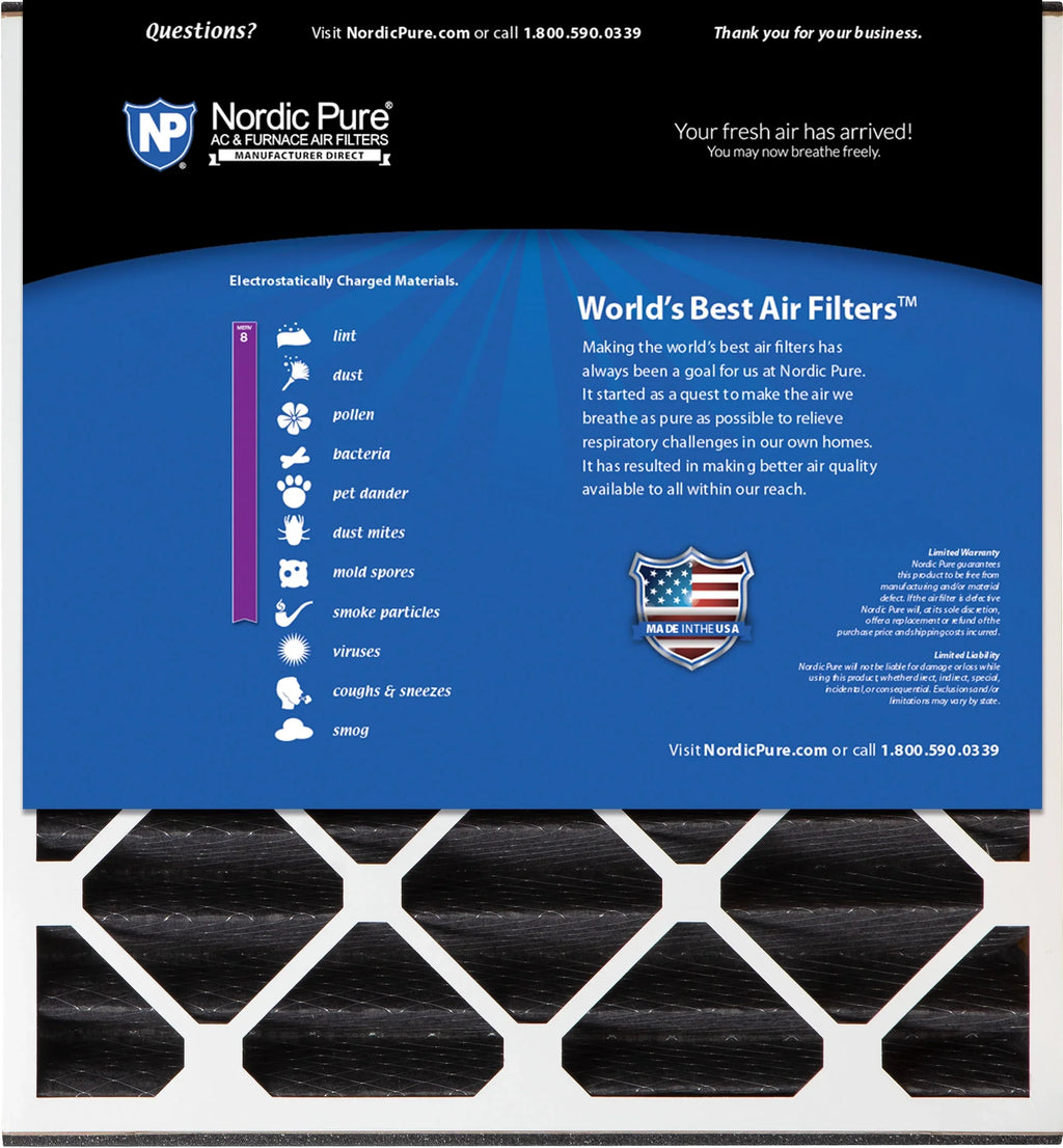 Odor PK Pure Bear Replacement Air 8 Air Reduction 2 20x25x5 Merv Carbon Filters