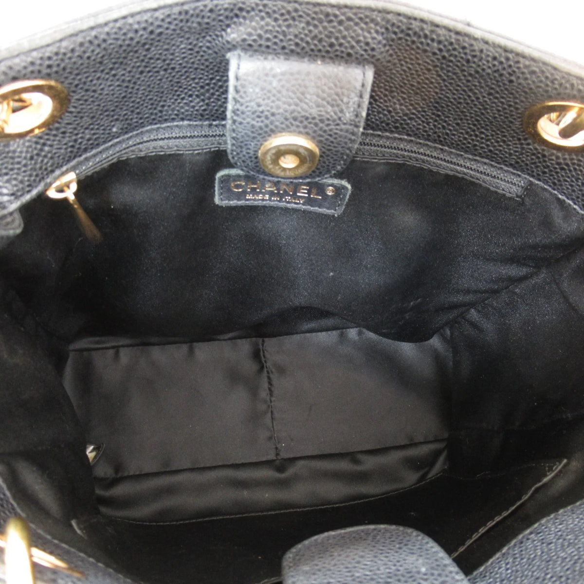 Matelasse Calf) (Grained ChainShoulder Black Pre-Owned Caviar Bag Skin (Fair)