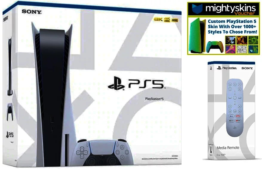 Custom Console Bundle Media 5 MightySkins Voucher PlayStation & With Skin Bundle Limited Disk Edition PS5 Remote PS5