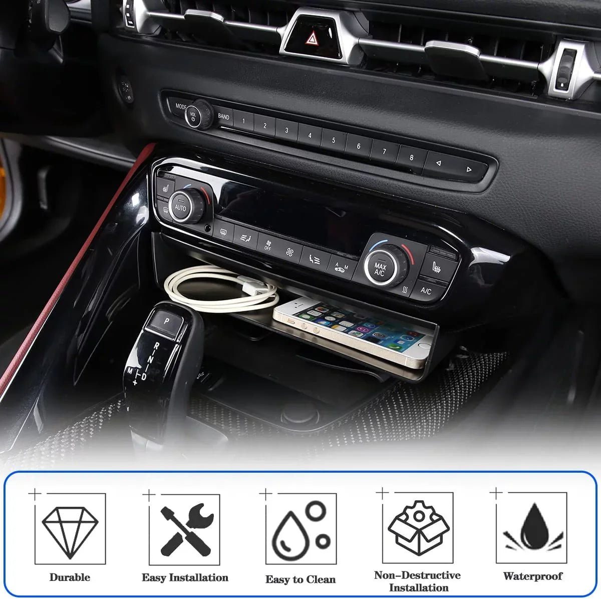 GR Accessories, Auto TINKI Interior MK5 Console Tray Box, 2019-2022 1PCS, Console A91 ABS Storage Organizer, Storage A90 Supra Center Suiatable Black for Storage