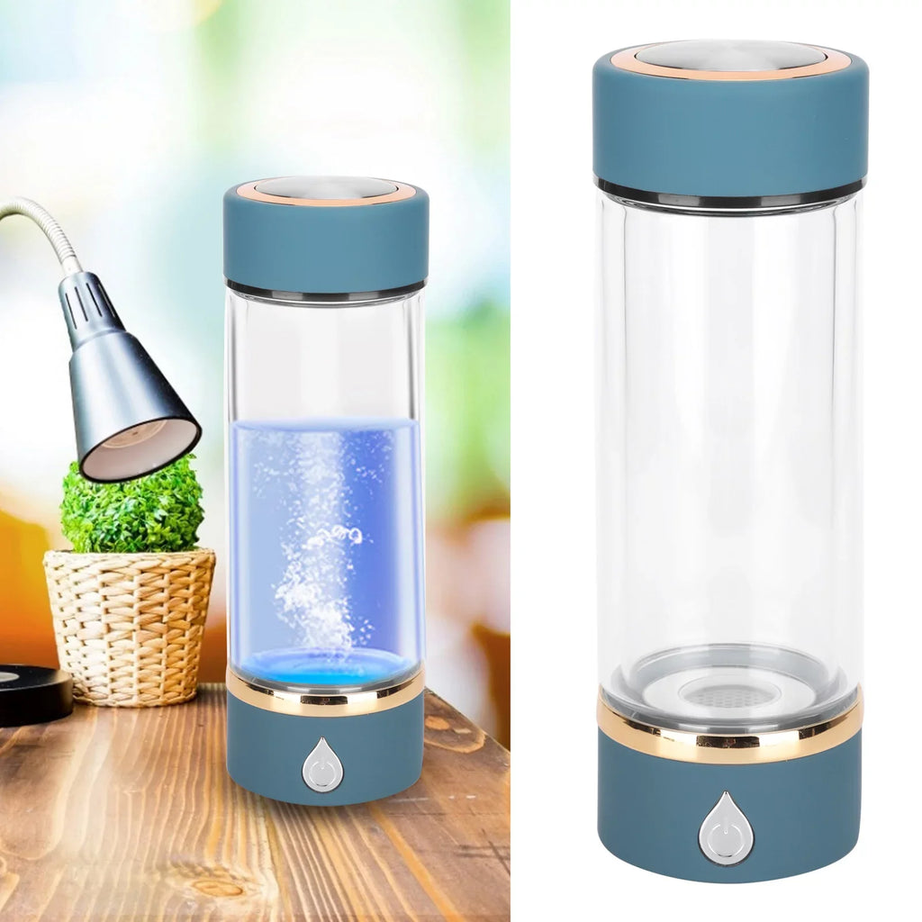 Portable Water Hydrogen USB Generator Maker 380ml Machine Water Hydrogen Bottle Blue