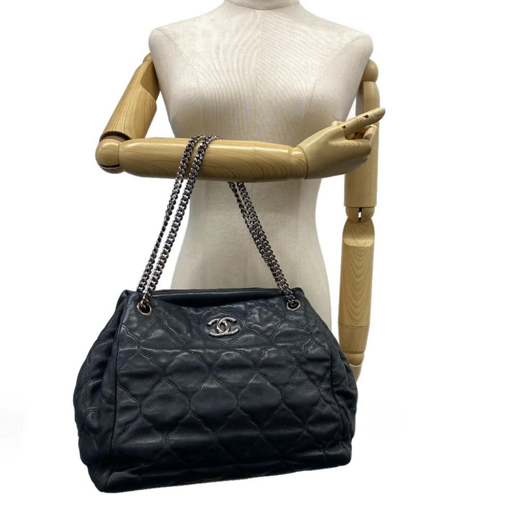 Z0005974 Pre-Owned Bubble Mark Handbag Women's Coco Chain Shoulder Black Quilt (Fair)