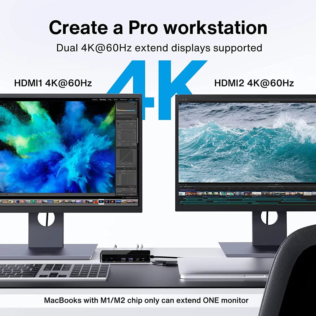 Dual USB Station 2 Pro MacBook iVANKY VCD03-US Docking 4K@60Hz Adapter, in Power C 12 180W Station