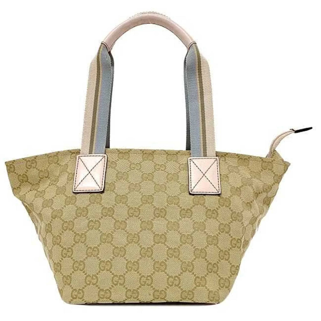 Pastel Leather Women's GG Pre-Owned Canvas Tote Handbag Pink Blue Beige Bag (Good) 131228