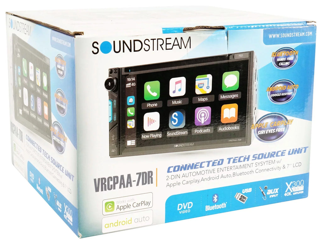 Receiver Monitor DVD 7" Soundstream AUTO+Camera w/CARPLAY/ANDROID Car VRCPAA-7DR