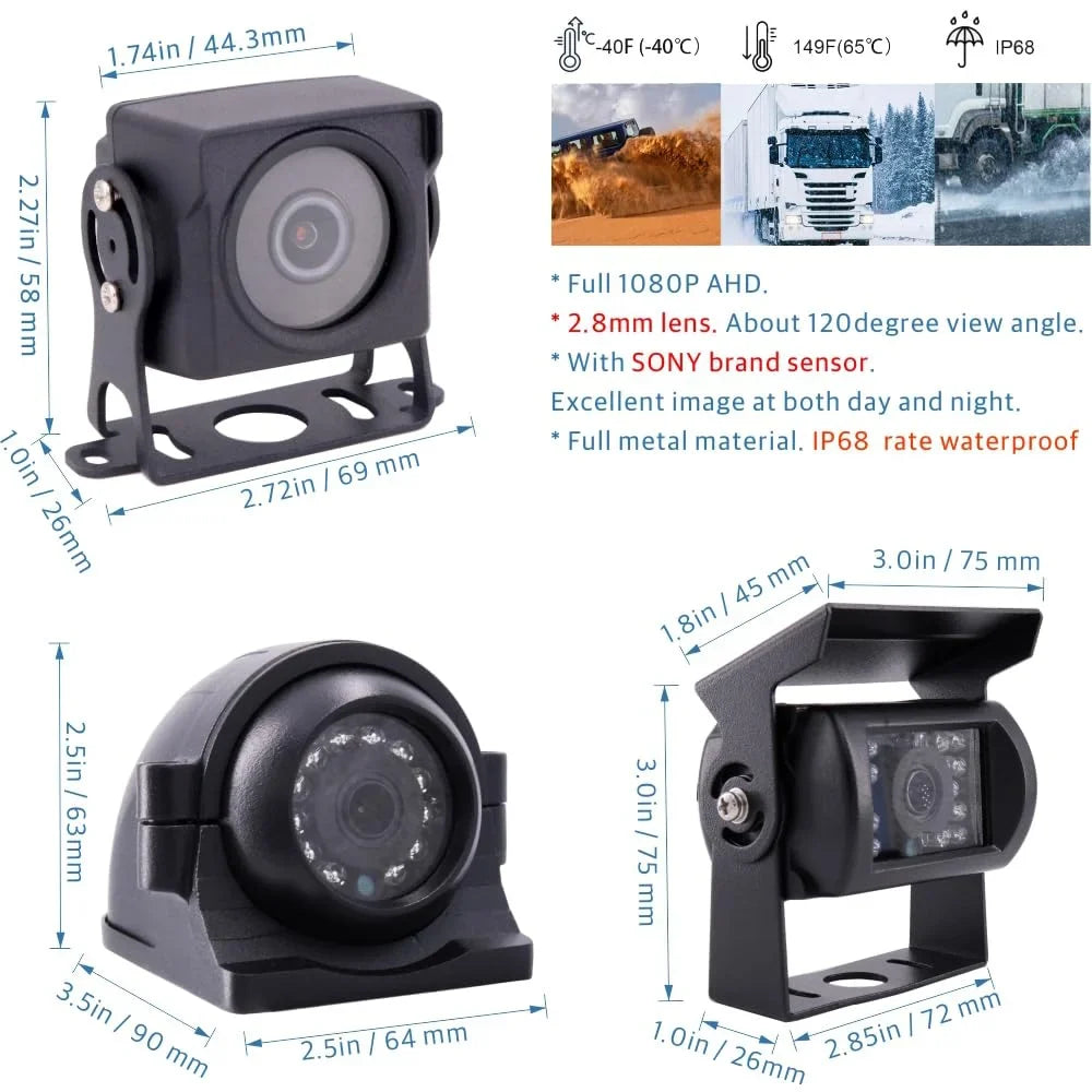 Truck View Wifi DVR Channel GPS Car Recorder Vehicle 4G Remote RV Bus 1080P Van on Kit Backup for 4 Rear Bus CELLULAR Web/APP Fleet LTE Side Front 4 Cameras Video CCTV View JOINLGO IP68