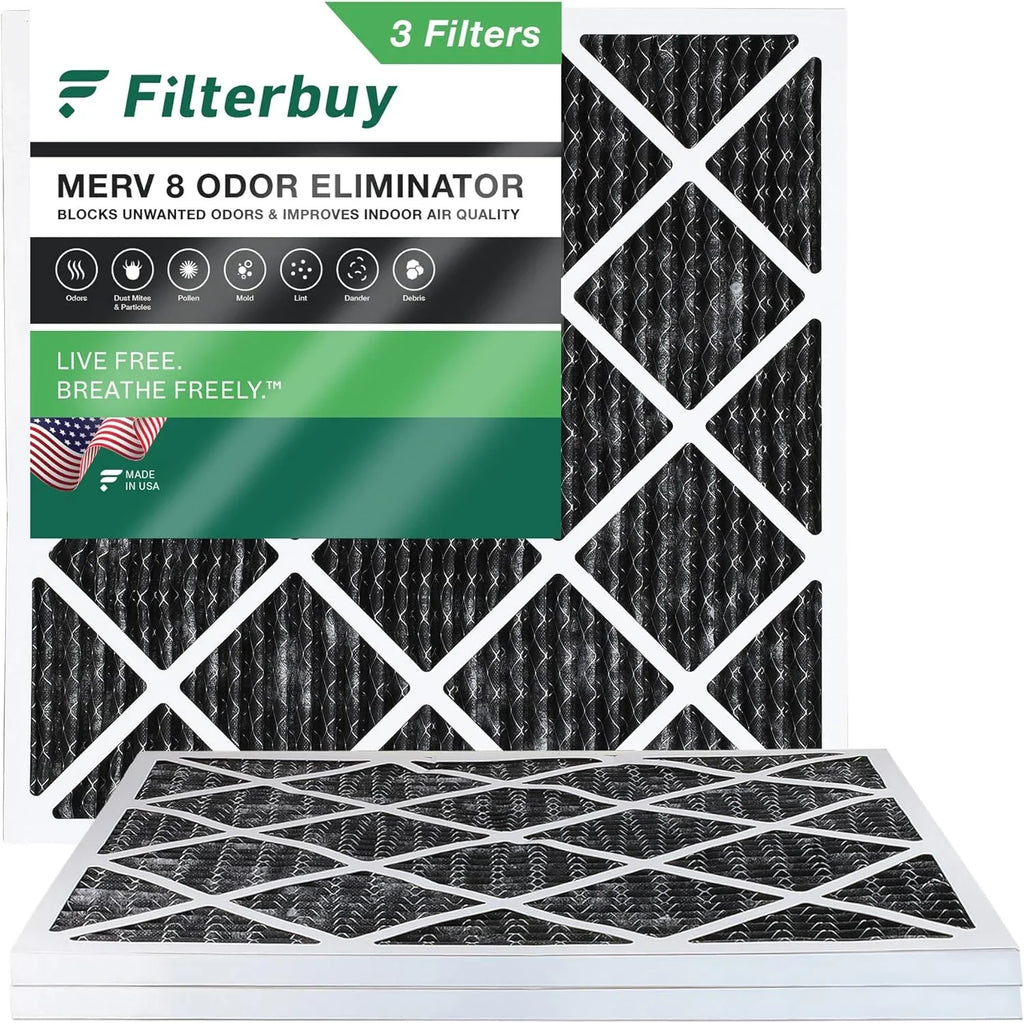 with Odor Pleated Activated Eliminator Furnace Filterbuy MERV Filters AC Carbon Air HVAC 8 12x12x1 (3-Pack)