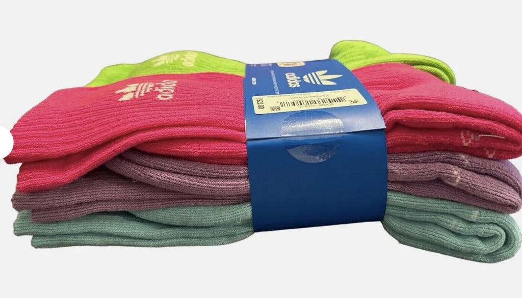 Large 6 Crew Originals Multi-colored, Trefoil Socks, Pack, Youth