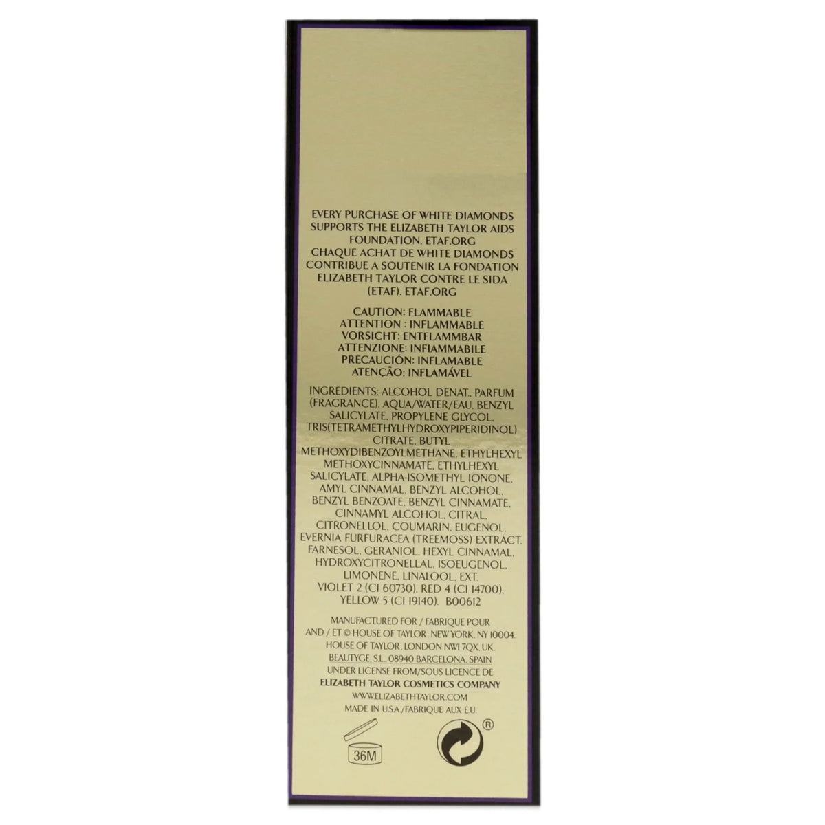 Oz Taylor By (W) White Elizabeth Spray 1.7 Edt Diamonds