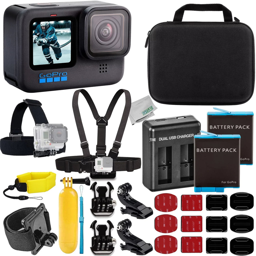 Action Much USB 10) Includes: Black Batteries, 2x Case & Replacement GoPro - Dual HERO10 More Bundle Camera Water-Resistant (Hero Ultimaxx Charger, Essential