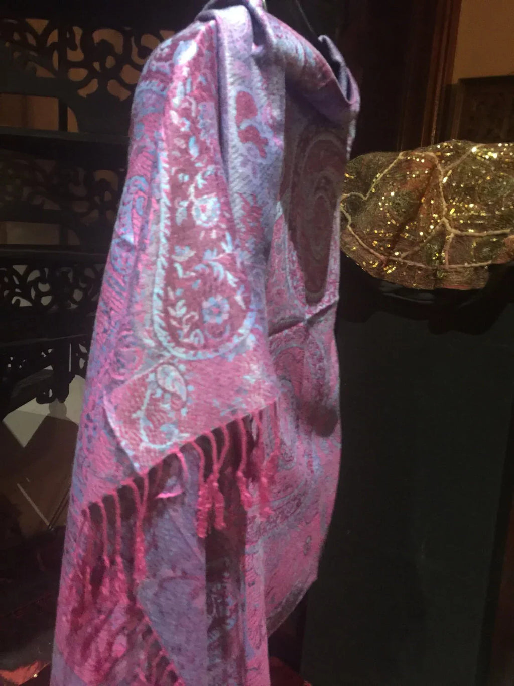 Vintage Pashmina Paisley Wrap Brocade Scarf