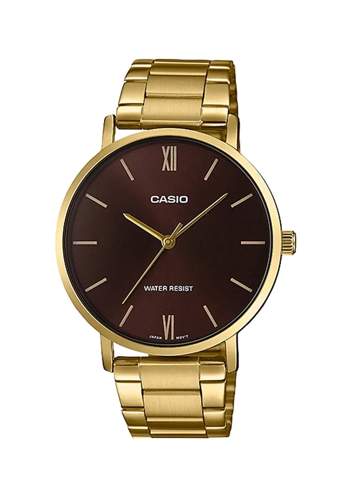 MTP-VT01G-5B Analog Minimalistic Watch Burgundy Casio Men's Dial Gold Tone