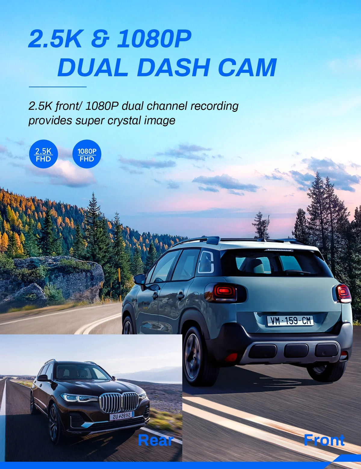Inch Monitor Backup Recorder Screen Dash IPS Night Car Cam CR900PRO Cars Crosstour Dash WDR Rear GPS for Magnetic and G-Sensor, Parking with 170 Dual Vision 3 Dashboard Cam, 2.5K Camera Front Camera