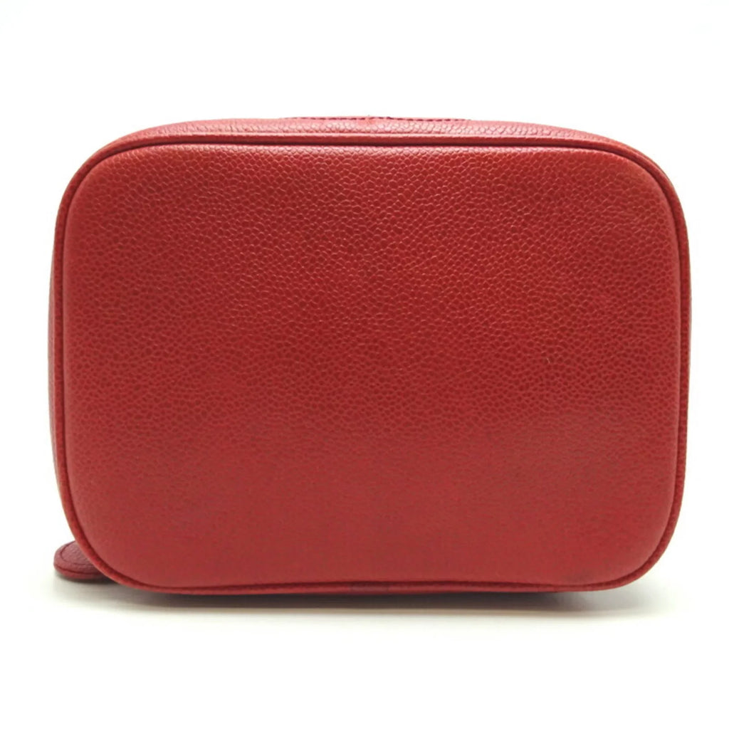 Ladies Handbag (Good) Caviar Vanity Bag Red Pre-Owned Skin
