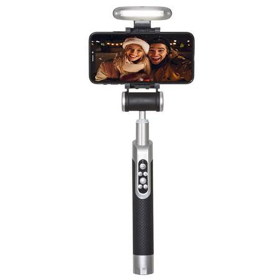 Stick Rechargeable Smart Selfie with Light Black Battery, Silver