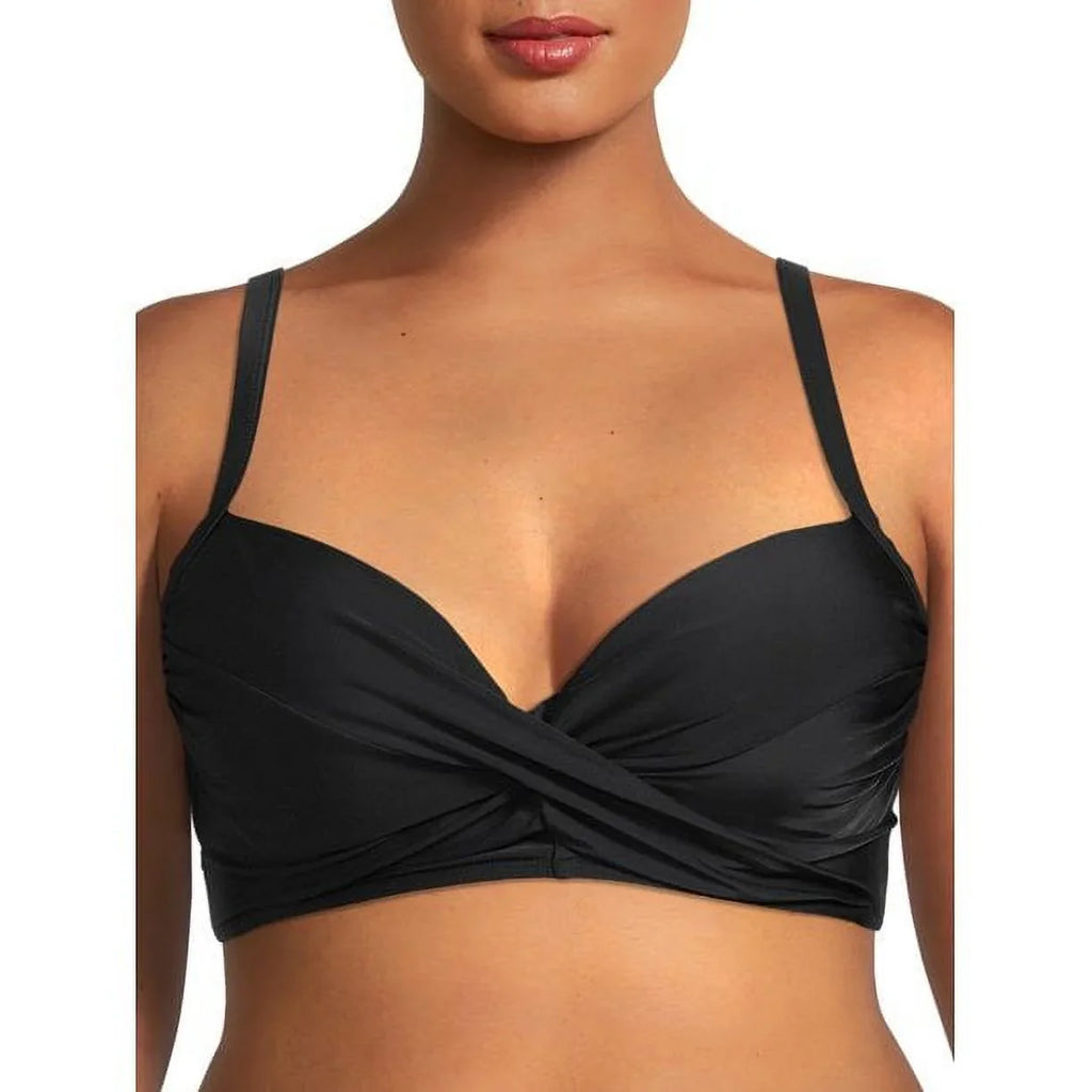 Hi Front BLACK S Top Miller + Shirred Bikini Twist Bottom Nicole Waist 2Pc