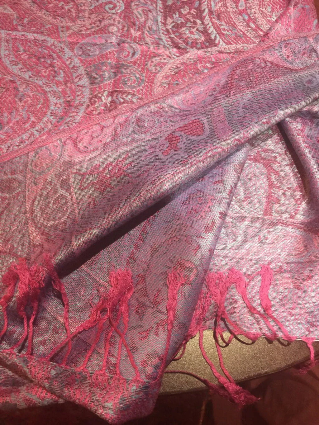 Vintage Pashmina Paisley Wrap Brocade Scarf