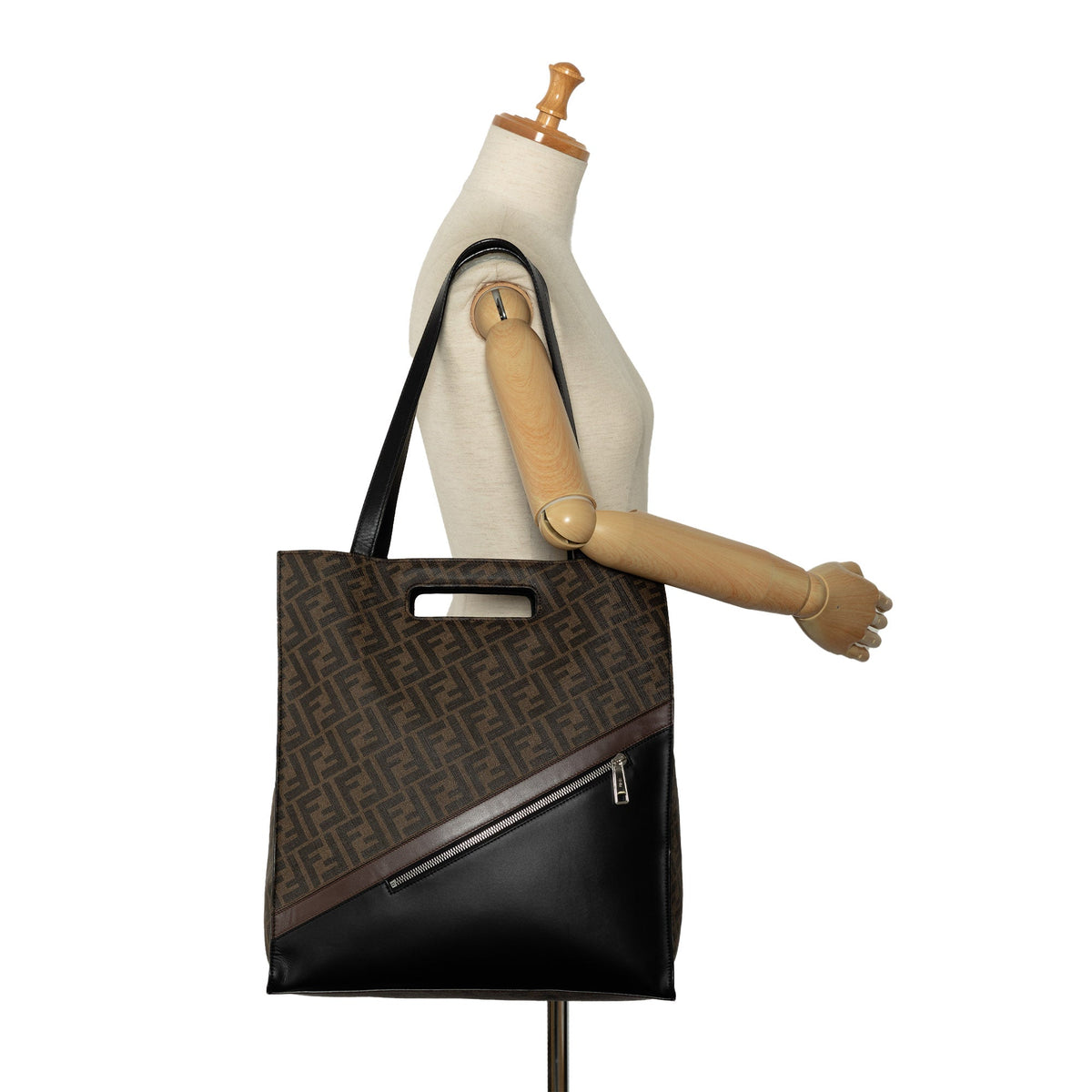 Brown Fendi (Good) Coated 1974 Shopping Fabric Tote Satchel Pre-Owned Unisex Zucca Authenticated Canvas