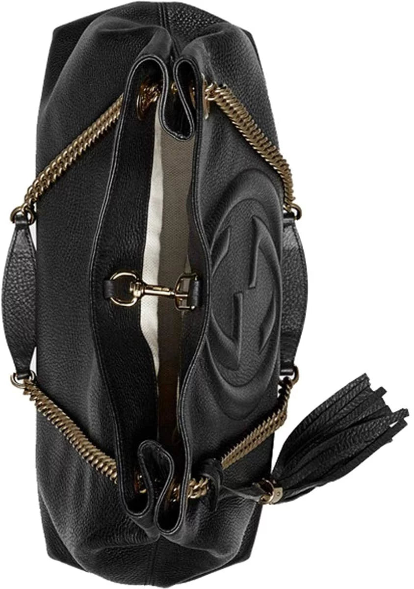 Chain Black Leather Handbag Soho Shoulder