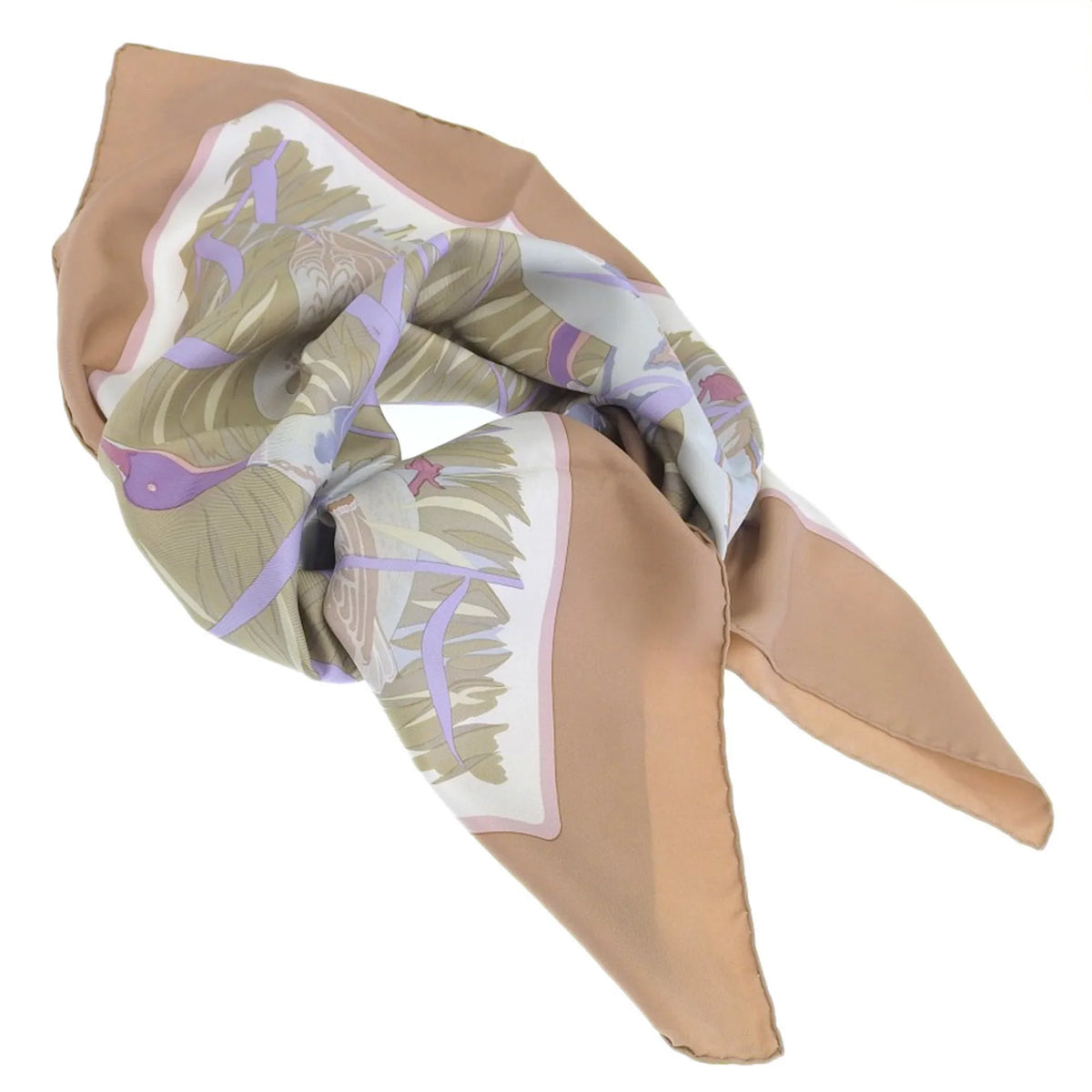 VERTS Silk Kare90 (Good) Scarf HERMES Mallard Pre-Owned Muffler Hermes COLS Orange