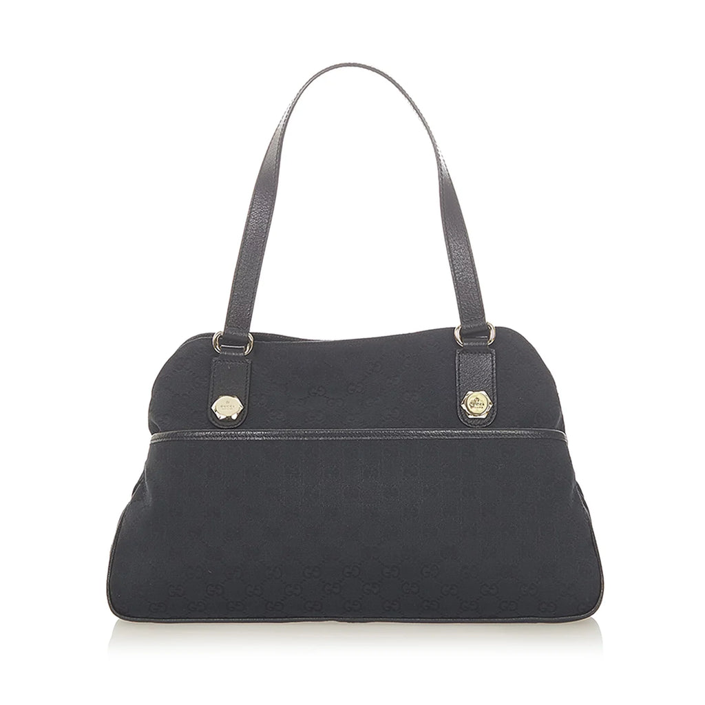 Black (Good) Shoulder GG Pre-Owned Canvas Fabric Bag Women