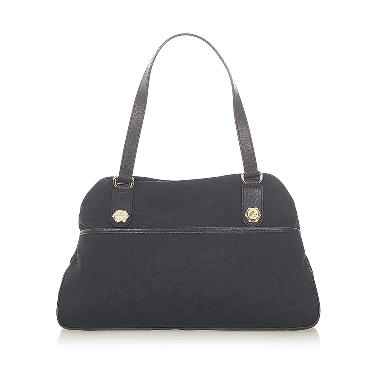 Black (Good) Shoulder GG Pre-Owned Canvas Fabric Bag Women