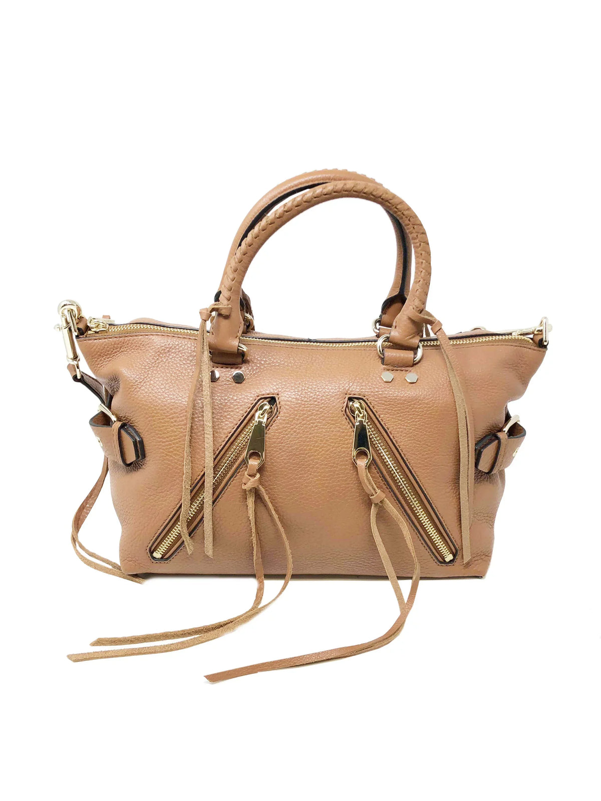 Almond Minkoff Ladies Rebecca Tote Purse Leather Satchel Moto HF16LMOS26 Brown