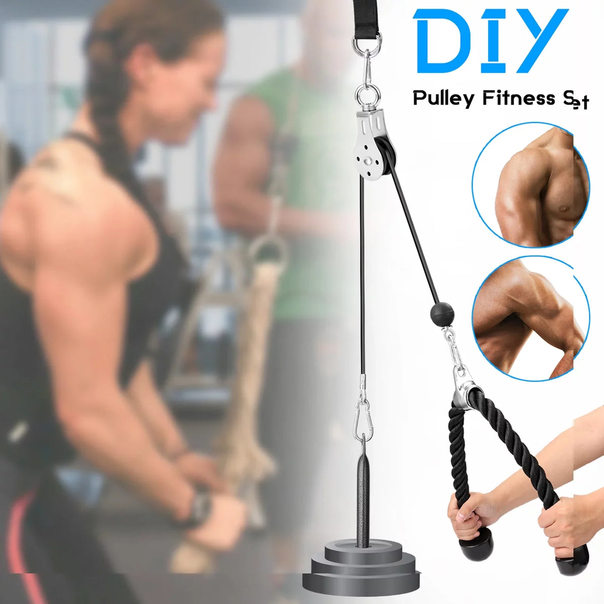 Arm Lifting Cable DIY Attachment ametoys Biceps Loading Triceps Pin System Fitness Machine Pulley Strength Hand Equipment Training Blaster