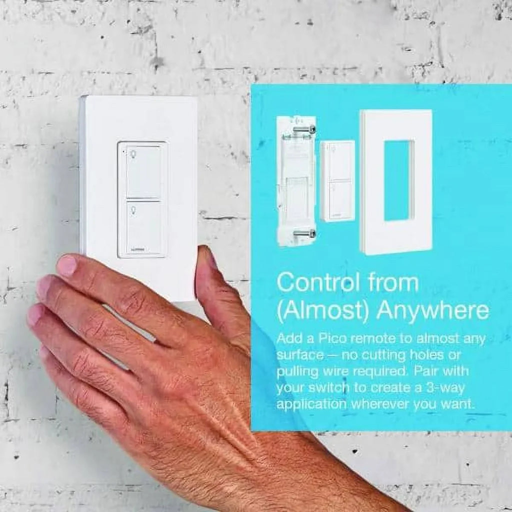 Lutron Home | White PJ2-2B-GWH-L01 Pico Caseta | Remote for On/Off Switch Switching Smart with Bracket Wallplate