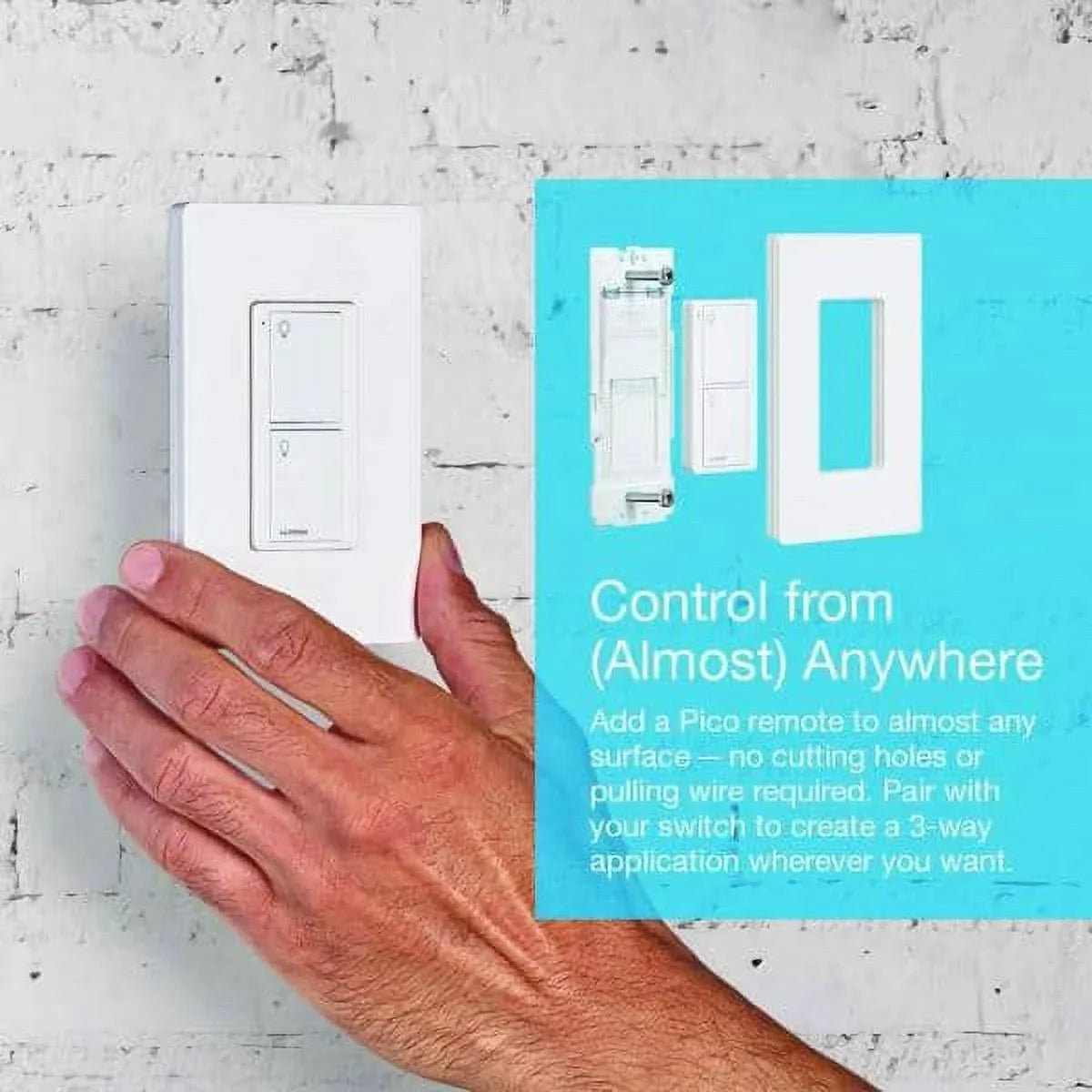Lutron Home | White PJ2-2B-GWH-L01 Pico Caseta | Remote for On/Off Switch Switching Smart with Bracket Wallplate