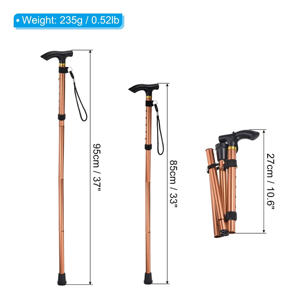 Telescopic Poles Alloy Pole Collapsible Uxcell Trekking Hiking Aluminum Brown, 2Pack