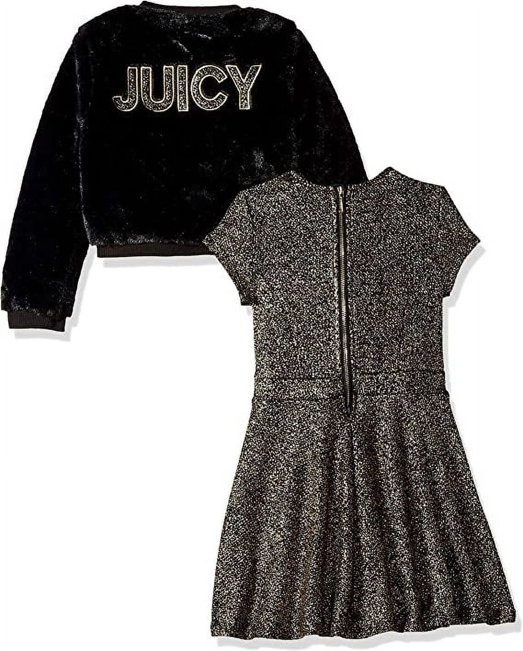 Girls' 3T Gold Juicy 2 Dress Couture Set, Toddler Pieces Print/Black,