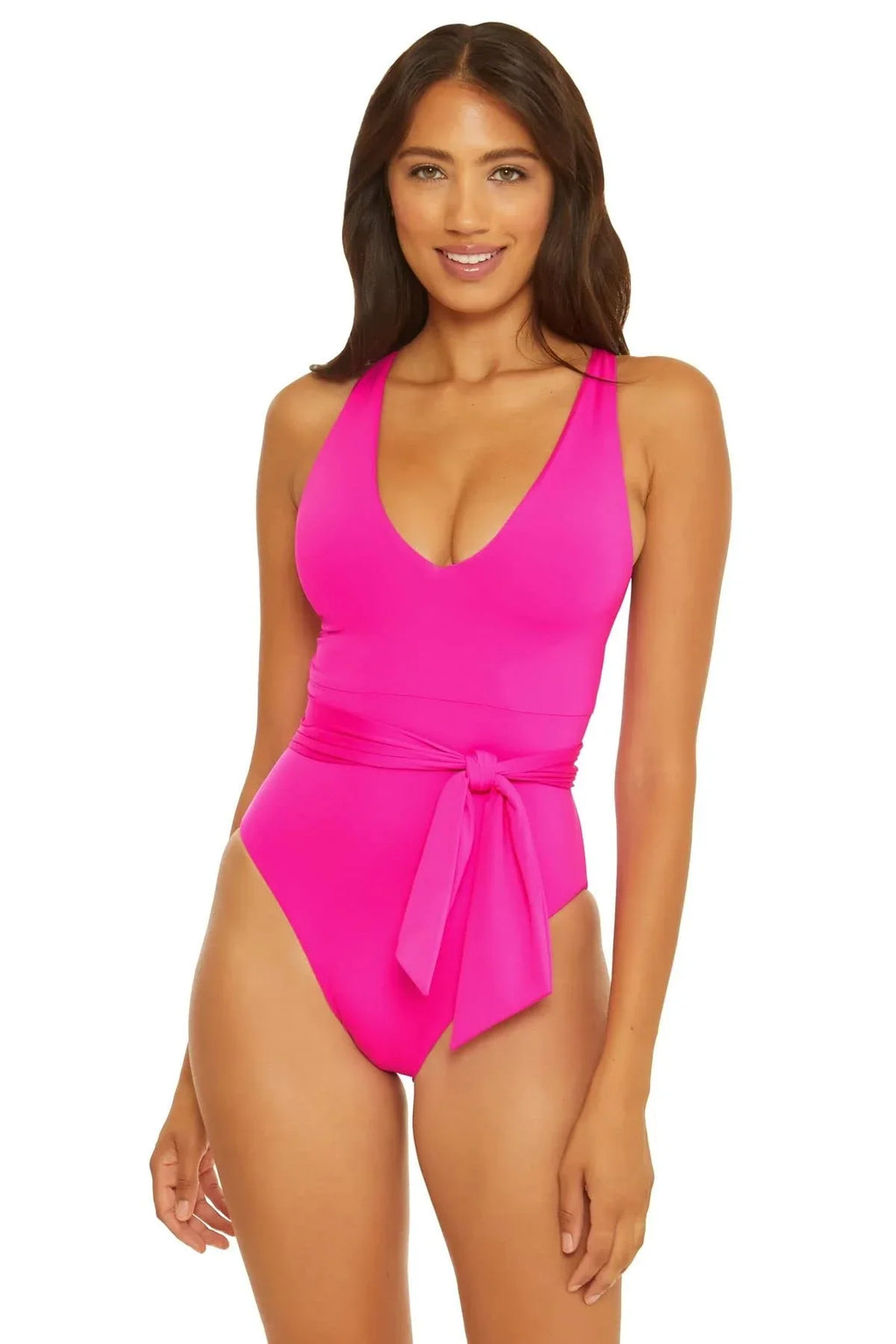 Santorini MD Belted Rebecca Virtue Kali Becca Pink One-Piece Flambe by