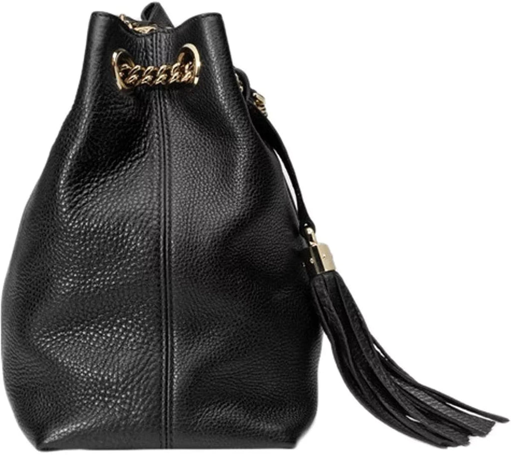 Chain Black Leather Handbag Soho Shoulder