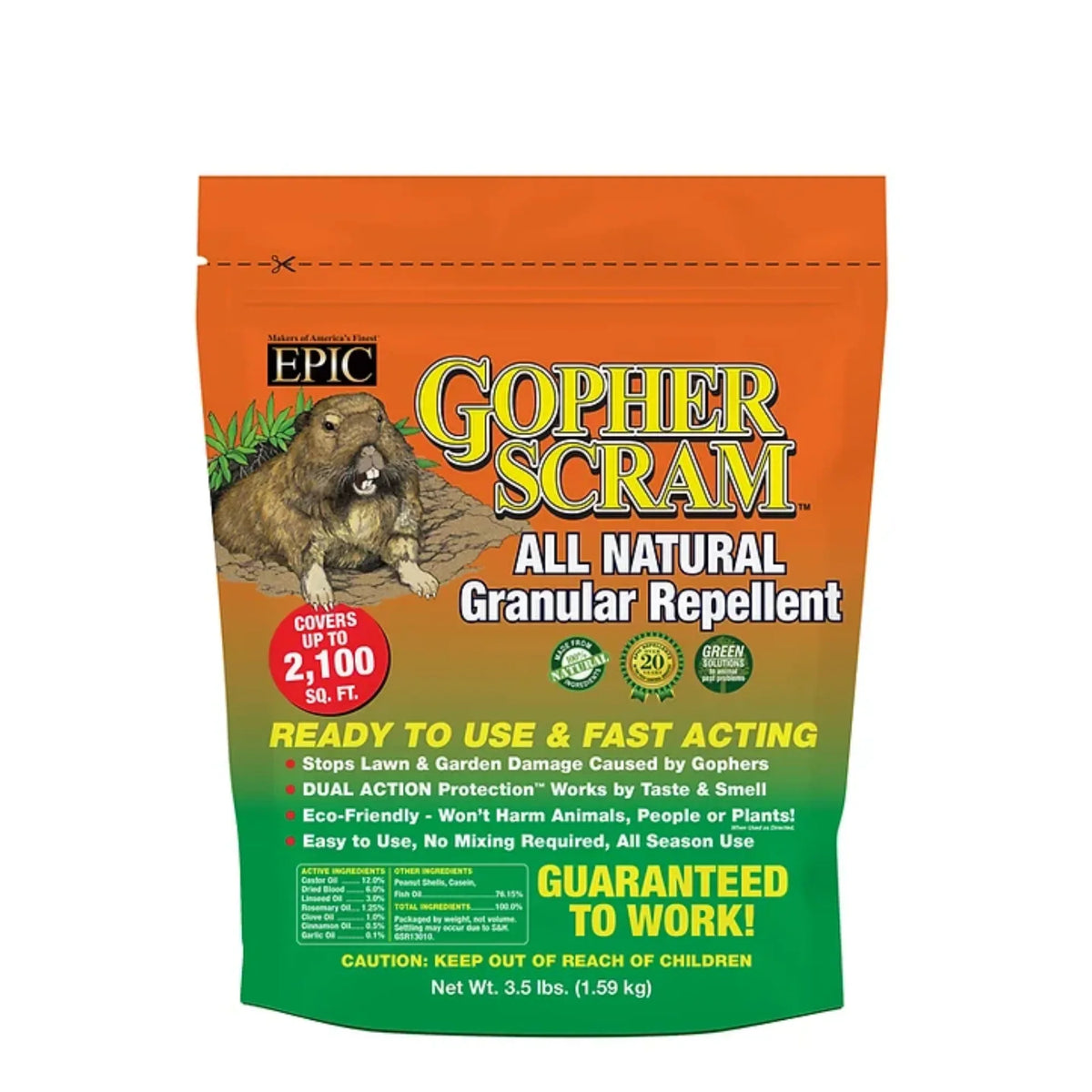 All To Repellent 3.5lbs Ready Gopher Bag, Granular EPIC Resealable Scram Use Animal Outdoor Natural